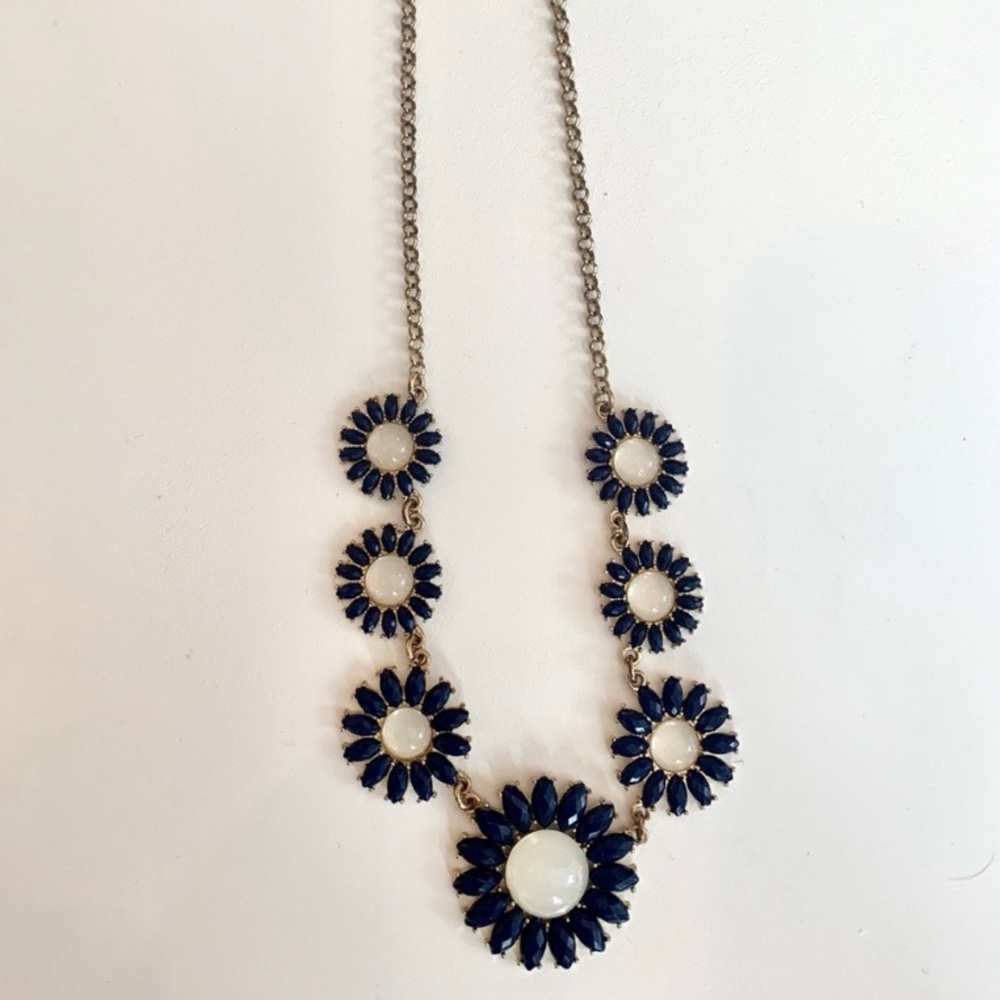 Francesca’s Floral Statement Necklace -Navy